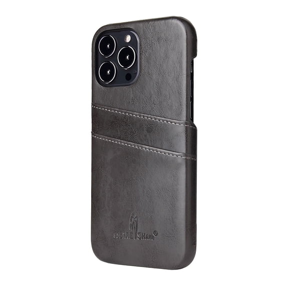 Wallet Case for iPhone 16 Pro, Vintage 2 Credit Card Holders Smooth Synthetic Leather Shock-Absorbent Anti-falling Business Ultra Slim Phone Case Cover for iPhone 16 Pro, Gray