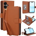 thumbnail image 1 of Wallet Case for iPhone 16, RFID Blocking Flip Cover with 7 Card Slots, Cash Compartment, Magnetic Closure, and Hands-Free Stand, Slim Protective Phone Case with Wrist Strap,Brown, 1 of 6