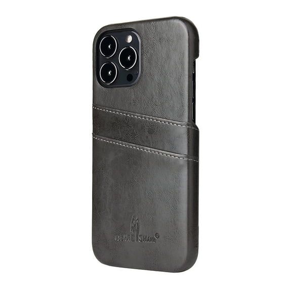 Wallet Case for iPhone 16, Vintage 2 Credit Card Holders Smooth Synthetic Leather Shock-Absorbent Anti-falling Business Ultra Slim Phone Case Cover for iPhone 16, Gray
