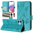 thumbnail image 1 of Wallet Case for iPhone 16, Wrist Strap & Shoulder Strap PU Leather Case, Pattern Kickstand Magnetic Clasp Folio Flip Cover for iPhone 16 Flip Case with Card Holder - Blue, 1 of 9