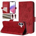 thumbnail image 1 of Wallet Case for iPhone 16, Wrist Strap & Shoulder Strap PU Leather Case, Pattern Kickstand Magnetic Clasp Folio Flip Cover for iPhone 16 Flip Case with Card Holder - Red, 1 of 9