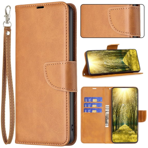 Wallet Case for iPhone 16e, Magnetic Clasp RFID Blocking Credit Card Holder with Hand Strap, Premium PU Leather Folio Flip Kickstand Protective Shockproof Phone Cover,Yellow