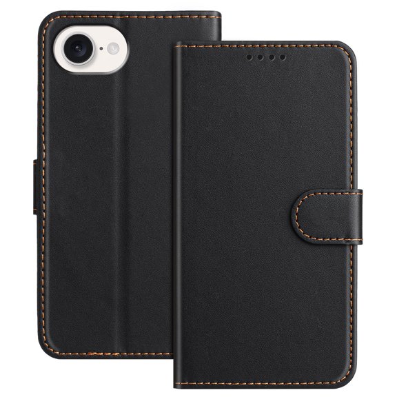 Wallet Case for iPhone 17e / 16e Phone Case with Card Holder, Magnetic PU Leather Stand Flip Folio Phone Cover for Women Men Girls Boys, Credit Card Slot Purse & Protective TPU Bumper, Black