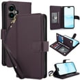 thumbnail image 1 of Wallet Case for iPhone 16e, RFID Blocking Flip Cover with 7 Card Slots, Cash Compartment, Magnetic Closure, and Hands-Free Stand, Slim Protective Phone Case with Wrist Strap,Darkpurple, 1 of 6