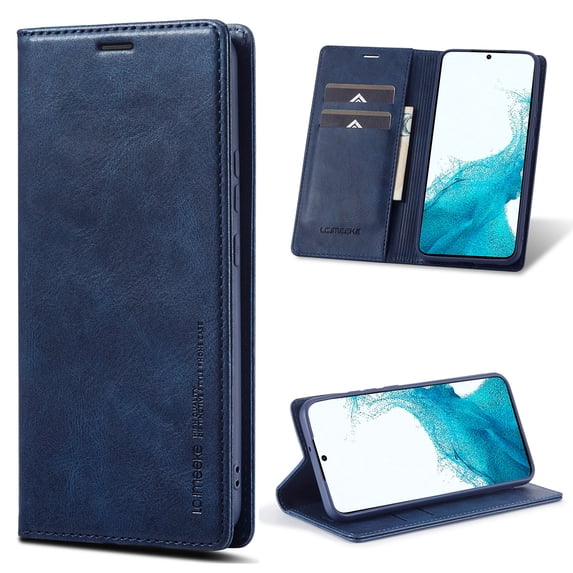 Wallet Case for iPhone 16e, Shockproof PU Leather Magnetic Flip Cover with Card Holder, Stand Feature, Full Body Protection RFID Blocking for iPhone 16e, Blue