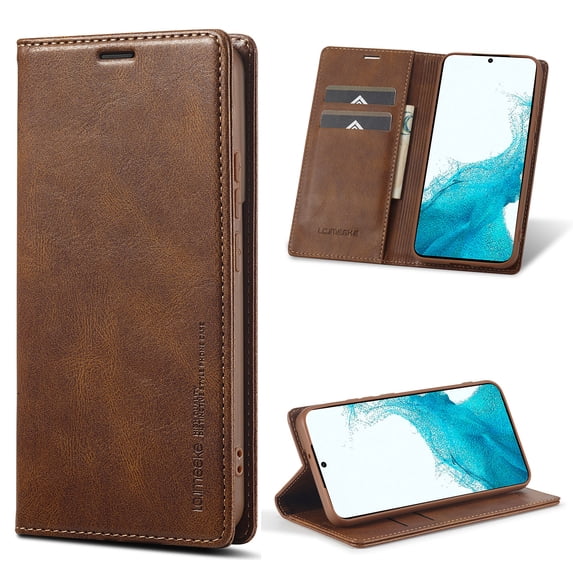 Wallet Case for iPhone 16e, Shockproof PU Leather Magnetic Flip Cover with Card Holder, Stand Feature, Full Body Protection RFID Blocking for iPhone 16e, Brown