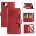 thumbnail image 1 of Wallet Case for iPhone 16e with Wrist Strap [9 Card Slots] PU Leather RFID Blocking ID Credit Holder & Outer Pocket Folio Flip Kickstand Magnetic Clasp Shockproof Phone Cover,Red, 1 of 9