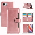 thumbnail image 1 of Wallet Case for iPhone 16e with Wrist Strap [9 Card Slots] PU Leather RFID Blocking ID Credit Holder & Outer Pocket Folio Flip Kickstand Magnetic Clasp Shockproof Phone Cover,Rosegold, 1 of 9