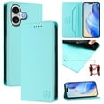 thumbnail image 1 of Wallet Case For iPhone 17 6.3inch, [RFID Blocking] PU Leather Magnetic Folio with 2 Card Slot Kickstand Flip Cover Shockproof Phone Case,Mint Green,For iPhone 17, 1 of 8