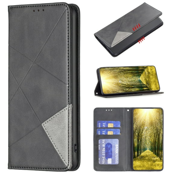 Wallet Case For iPhone 17 Flip Kickstand, Luxury Retro PU Leather Magnetic Closure RFID Blocking Credit Card Slots & Cash Pocket Shockproof Full-Body Slim Phone Case,Black