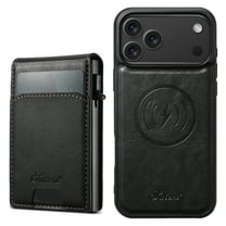 Wallet Case for iPhone 17 Pro Compatible with MagSafe for Men Women, with Card Slots,Detachable Magnetic Wallet Shockproof Anti-fall PU Leather Rugged Durable Phone Case Cover,Black