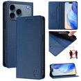 thumbnail image 1 of Wallet Case For iPhone 17 Pro Max 6.9inch, [RFID Blocking] PU Leather Magnetic Folio with 2 Card Slot Kickstand Flip Cover Shockproof Phone Case,Dark Blue,For iPhone 17 Pro Max, 1 of 8