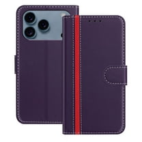Wallet Case for iPhone 17 Pro Max, Business PU Leather Magnetic Flip Folio Case with Card Slots Holder Kickstand Shockproof Protective Phone Case Cover for iPhone 17 Pro Max, Purple