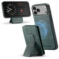 Wallet Case for iPhone 17 Pro, Removable Magnetic Back Cover Compatible with MagSafe, Premium PU Leather Slim Shockproof Phone Case with Detachable Card Holder Kickstand,Green