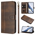 thumbnail image 1 of Wallet Case for iPhone 17, RFID Blocking 3 Card Holders Wrist Strap Kickstand Shockproof TPU Shell Premium PU Leather Magnetic Closure Protective Flip Folio Cover,Brown, 1 of 10