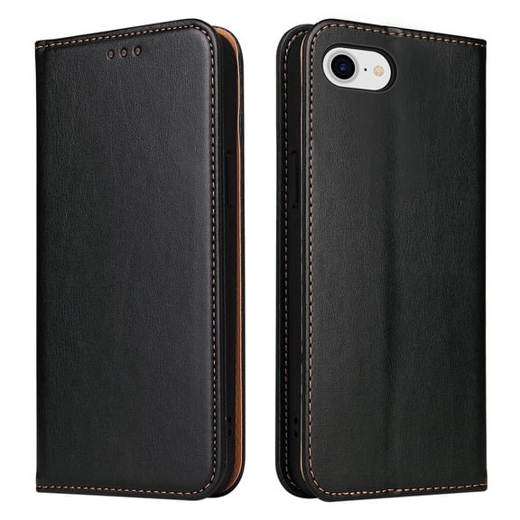 Wallet Case For iPhone 7 / 8 / SE 2020 / SE 2022, Luxury Premium Leather Flip Strong Magnetic Closure [Kickstand][RFID Blocking][Card Holder Slots] Retro Shockproof Phone Cover Men/Women, Black
