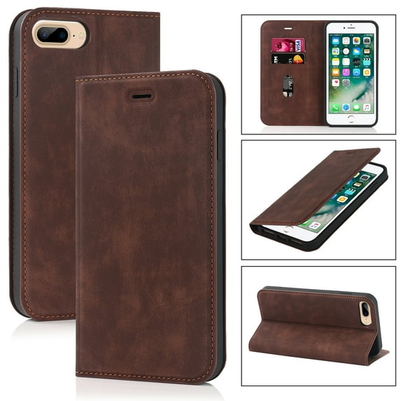 Wallet Case for iPhone 7 / iPhone 8 / iPhone SE 2020, Shockproof Soft TPU Protective Flip Case with Wireless Charging Stand Card Slots Magnet Cover for iPhone 7 / iPhone 8 / iPhone SE 4.7 Inch,Coffee