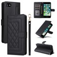 thumbnail image 1 of Wallet Case for iPhone 7 / 8 / SE 2022 & 2020, Vintage Wrist Strap Kickstand Credit Card Slots Magnetic Closure PU Leather Shockproof Protective TPU Shell for iPhone 7 / 8 / SE 2022 & 2020, Black, 1 of 7