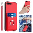 thumbnail image 1 of Wallet Case for iPhone 7 Plus/8 Plus, Stylish Ultra Slim PU Leather Card Slots Ring Stand Wrist Strap Shockproof Protective Thin Lightweight Back Case Cover for iPhone 7 Plus/8 Plus, Red, 1 of 7