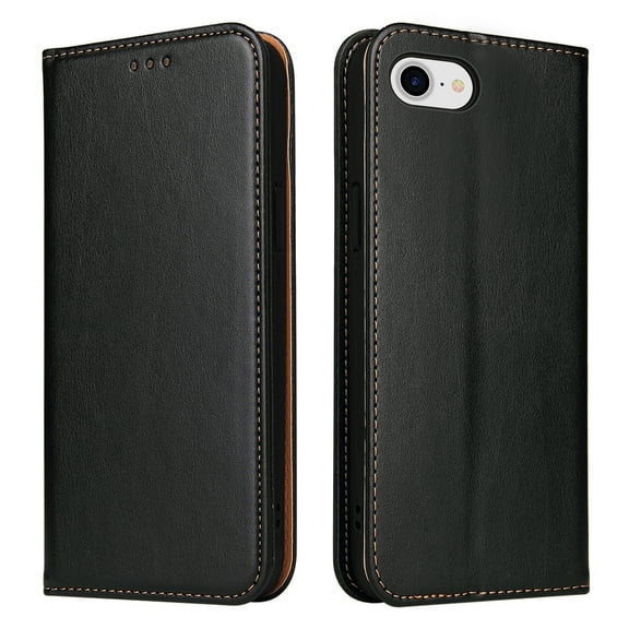 Wallet Case For iPhone 7 Plus / iPhone 8 Plus, Luxury Premium Leather Flip Strong Magnetic Closure [Kickstand][RFID Blocking][Card Holder Slots] Retro Shockproof Phone Cover Men/Women, Black