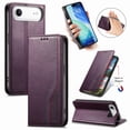 thumbnail image 1 of Wallet Case for iPhone Air, PU Leather Flip Cover with Elastic Wristband, Kickstand Shockproof Card & Cash Slots, Magnetic Closure Drop Protective Rugged Phone Cover, Purple, 1 of 15