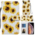 thumbnail image 1 of Wallet Case for iPhone X 5.8 inch, iPhone XS Cover with Card Holder, Allytech Lightweight PU Leather Durable TPU Inner Anti-Scratch Magnetic Clasp Kickstand Detachble Hand Strap Case, Sunflower, 1 of 2