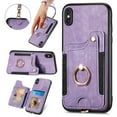 thumbnail image 1 of Wallet Case for iPhone X / XS, 360 Ring Holder Stand with Card Holder Premium Retro Leather Shockproof RFID Blocking Magnetic Clasp Hand Strap for Women Men For iPhone X / XS, Purple, 1 of 14