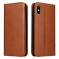 thumbnail image 1 of Wallet Case For iPhone X / XS, Luxury Premium Leather Flip Strong Magnetic Closure [Kickstand][RFID Blocking][Card Holder Slots] Retro Shockproof Phone Cover For iPhone X / XS, Brown, 1 of 7