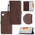 thumbnail image 1 of Wallet Case for iPhone XR, with Card Slots [RFID Blocking],Durable Flip Folio Kickstand Magnetic Closure Leather Wallet Wrist Strap Women Men Case For iPhone XR, Brown, 1 of 10