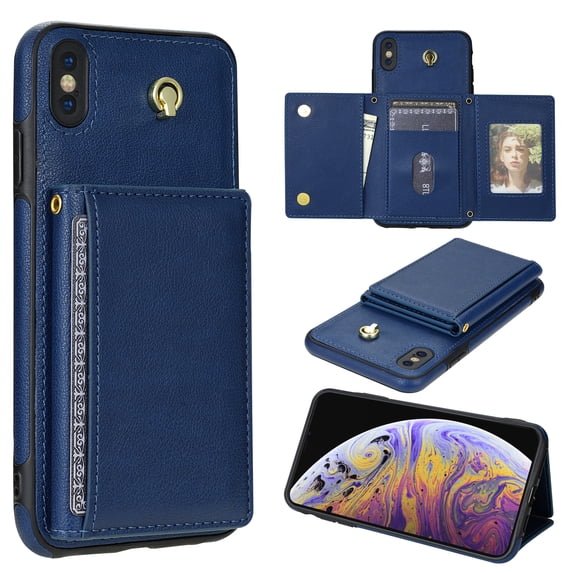 Wallet Case for iPhone XR Crossbody with Card Holder Shoulder Strap, Magnetic Flip Folio Purse Case Kickstand PU Leather Shockproof Protective Cover for iPhone XR, Blue