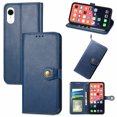 thumbnail image 1 of Wallet Case for iPhone XR Magnetic Clasp Folio Kickstand Premium Leather Case with Hand Strap, [RFID Blocking] Credit Card Slots Shockproof TPU Inner Cover For iPhone XR, Blue, 1 of 9