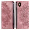 thumbnail image 1 of Wallet Case for iPhone XS Max Embossed Pattern Flip Kickstand Classic PU Leather Case for iPhone XS Max with Card Holder, Magnetic Shockproof Protection Totem Pattern Purse Cover, Pink, 1 of 10
