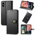 thumbnail image 1 of Wallet Case for iPhone XS Max Magnetic Clasp Folio Kickstand Premium Leather Case with Hand Strap, [RFID Blocking] Credit Card Slots Shockproof TPU Inner Cover For iPhone XS Max, Black, 1 of 9