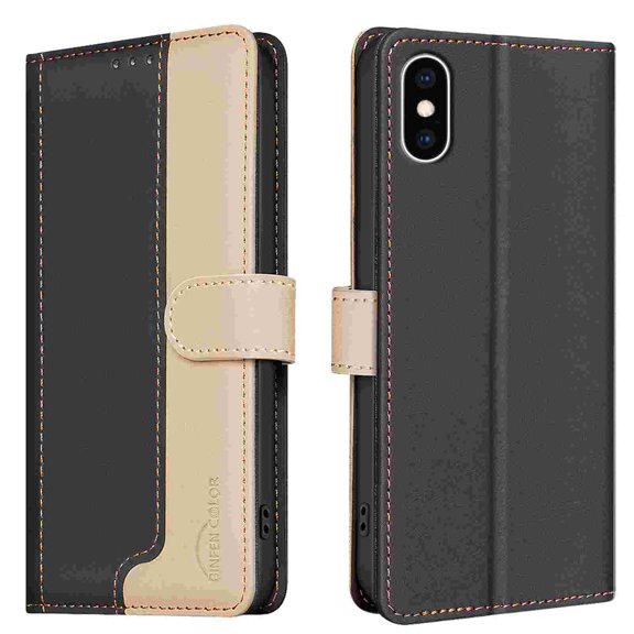 Wallet Case for iPhone XS Max, RFID Blocking Credit Card Holder, Premium Splice PU Leather Magnetic Clasp Folio Kickstand Flip Shockproof Luxury Cover For iPhone XS Max,Black