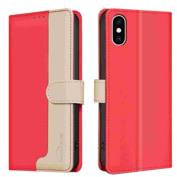 Wallet Case for iPhone XS Max, RFID Blocking Credit Card Holder, Premium Splice PU Leather Magnetic Clasp Folio Kickstand Flip Shockproof Luxury Cover For iPhone XS Max,Red