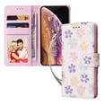 thumbnail image 1 of Wallet Case for iPhone XS/X 5.8 Inch with Card Slots Magnetic Clasp Wrist Strap Cover, Premium PU Leather Soft TPU Shockproof Flower Pattern Bronzing Kickstand Flip Folio Phone Case,Small Flowers, 1 of 8