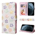 thumbnail image 1 of Wallet Case for iPhone XS/X 5.8 Inch, Premium Flower Pattern Bronzing PU Leather Soft TPU Shockproof Flip Folio Phone Case with Card Slots Magnetic Clasp Wrist Strap Kickstand Cover,Small Flowers, 1 of 8