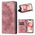 thumbnail image 1 of Wallet Case for iPhone XS / iPhone X Embossed Pattern Flip Kickstand Classic PU Leather Case for iPhone XS / iPhone X with Card Holder, Magnetic Shockproof Protection Totem Pattern Purse Cover, Pink, 1 of 10