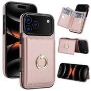 Wallet Case with Card Holder for iPhone 18 Pro Max, 360  Rotation Ring Kickstand Magnetic Clasp and Durable Shockproof Cover