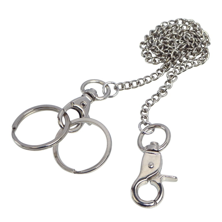Wallet Chain 18” Silver Belt Chain Pocket Chain, Both Ends Clasps