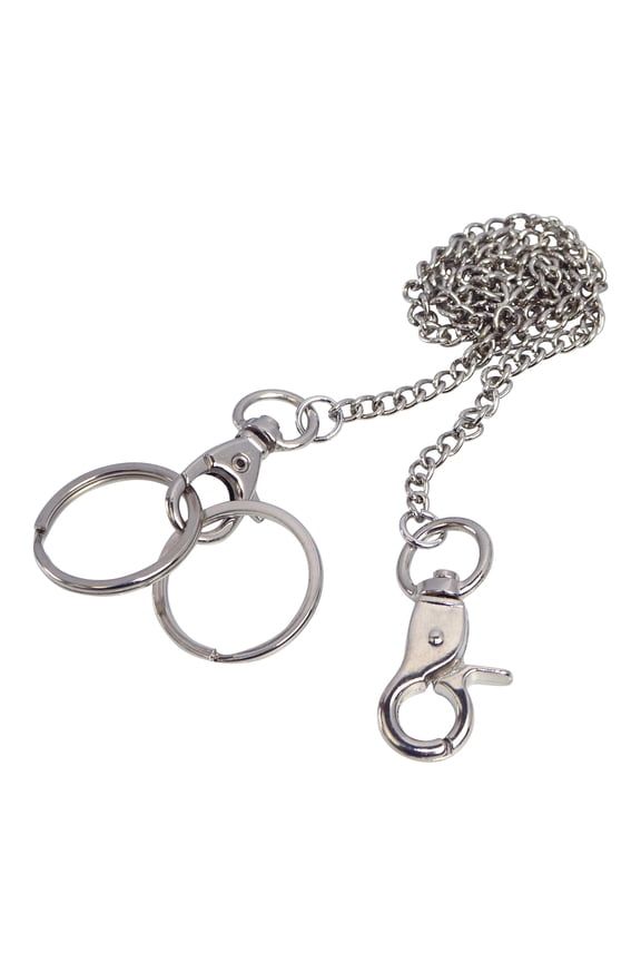 Wallet Chain 18 Silver Belt Chain Pocket Chain, Both Ends Clasps & 2 Extra Rings for Keys, Jeans, Pants, Belt Loop, Purse, Handbag
