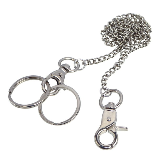 Wallet Chain 18” Silver Belt Chain Pocket Chain, Both Ends Clasps