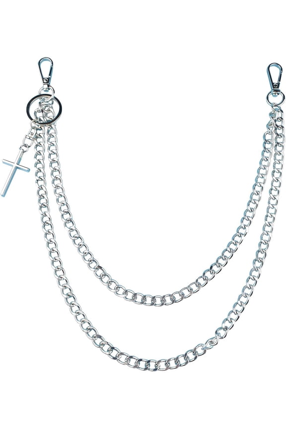 Wallet Chain Heavy Duty Pants Chains Jeans Chain for Women Men,Pocket Chain with Cross Pendant Belt Chain Hip Hop Punk Key Chain Goth Accessories
