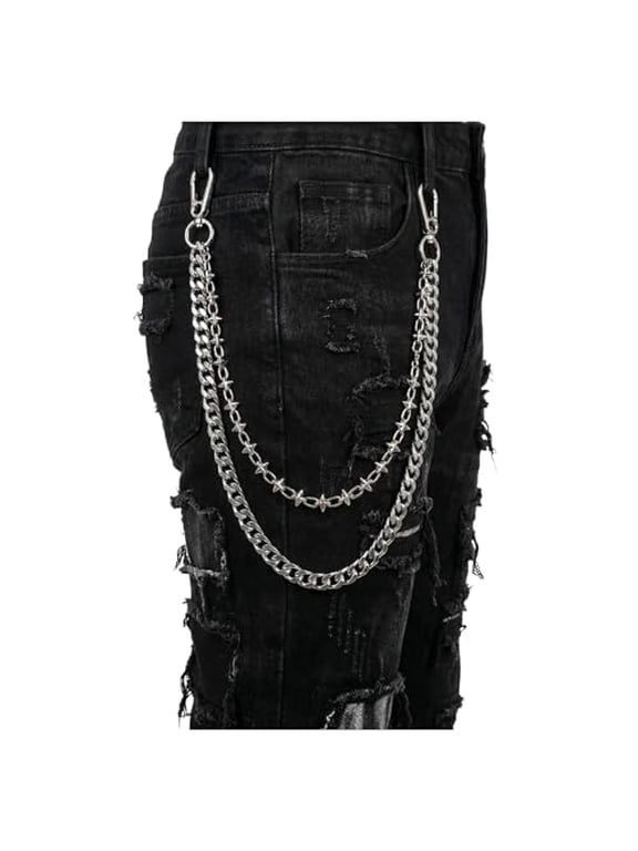 Wallet Chain Pants Chain for Men - Heavy Duty Silver Metal