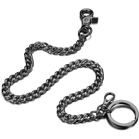 Wallet Chain for Men Women 17 Inch Long Pocket Keychain with Keyring Lobster Clasps for Keys Wallet Jeans Pants Belt
