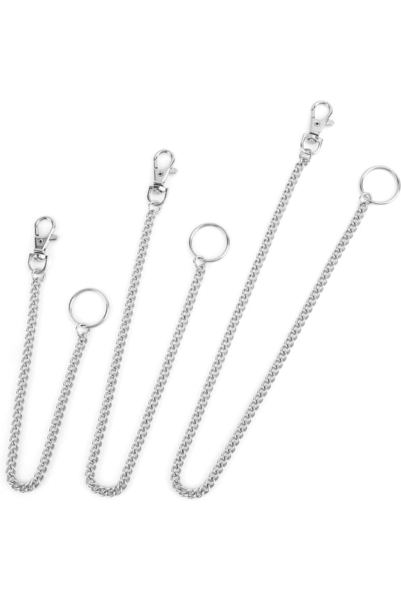 Wallet Chains for Men, 3 PCS 12 16 20 Inch Pocket Keychain with Lobster Clasps Key Ring for Keys Wallet Jeans Pants Belt Loop Purse Handbag Chatelaine Key Leash Clip Holder Birthday Gift for Him
