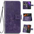 thumbnail image 1 of Wallet Cover for Galaxy Z Fold 4, Clover Embossed Magnetic Closure Premium PU Leather [Folio Flip][Kickstand][Card Slots][Wrist Strap][Kickstand]Phone Cover for Samsung Galaxy Z Fold4 5G, Purple, 1 of 10