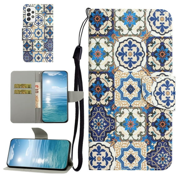 Wallet Cover for Samsung A23 Case, Galaxy A23 Case, Cute Magnetic Closure Flip Leather Patterned Strap Wallet Credit Card & Cash Pocket Kickstand Cover For Samsung Galaxy A23, Totem