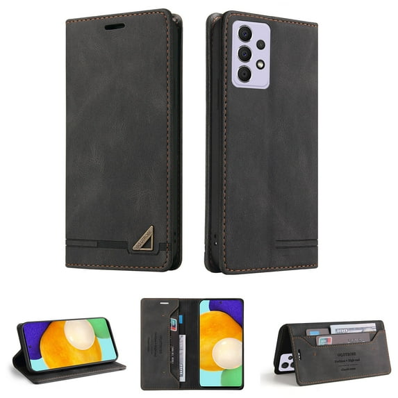 Wallet Cover for Samsung A52 Case, Credit Card Slot Stand Slim Premium PU Leather & Soft TPU Back Shockproof Flip Folio Book Magnetic Cover For Samsung Galaxy A52 5G/4G,Black