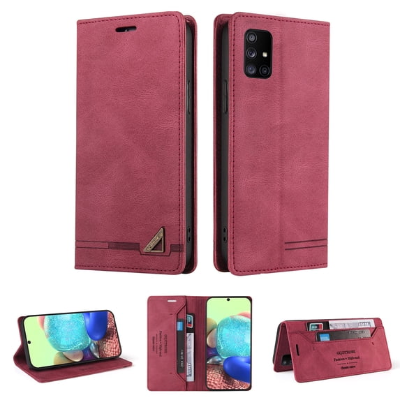 Wallet Cover for Samsung A71 Case 4G, Credit Card Slot Stand Slim Premium PU Leather & Soft TPU Back Shockproof Flip Folio Book Magnetic Cover For Samsung Galaxy A71 4G,Red